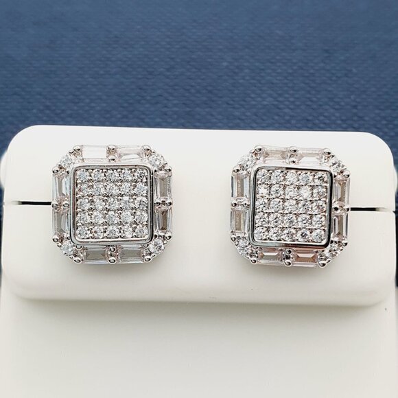 "925 Sterling Silver Plated CZ Earrings, EVBRS552 - Picture 1 of 10
